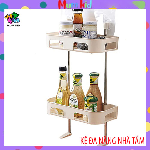 Kệ để đồ đa năng 2 , 3 tầng, kệ nhựa hút chân không trong nhà tắm, nhà vệ sinh - kệ nhựa tiện ích không khoan đục