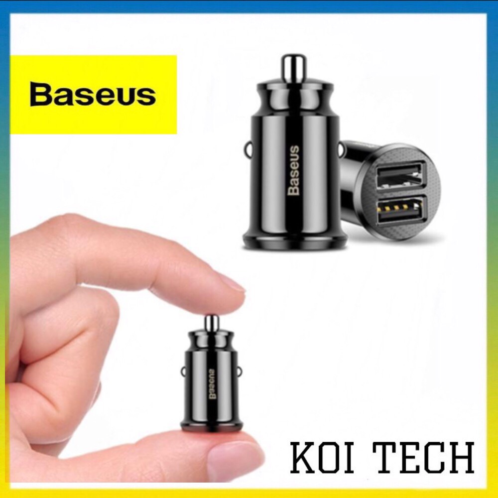 Tẩu sạc xe hơi cao cấp baseus có đèn led CCALL-ML01 3.1A 2 cổng sạc siêu nhỏ - Củ sạc nhanh dành cho ô tô , cốc sạc oto mini - KOI TECH