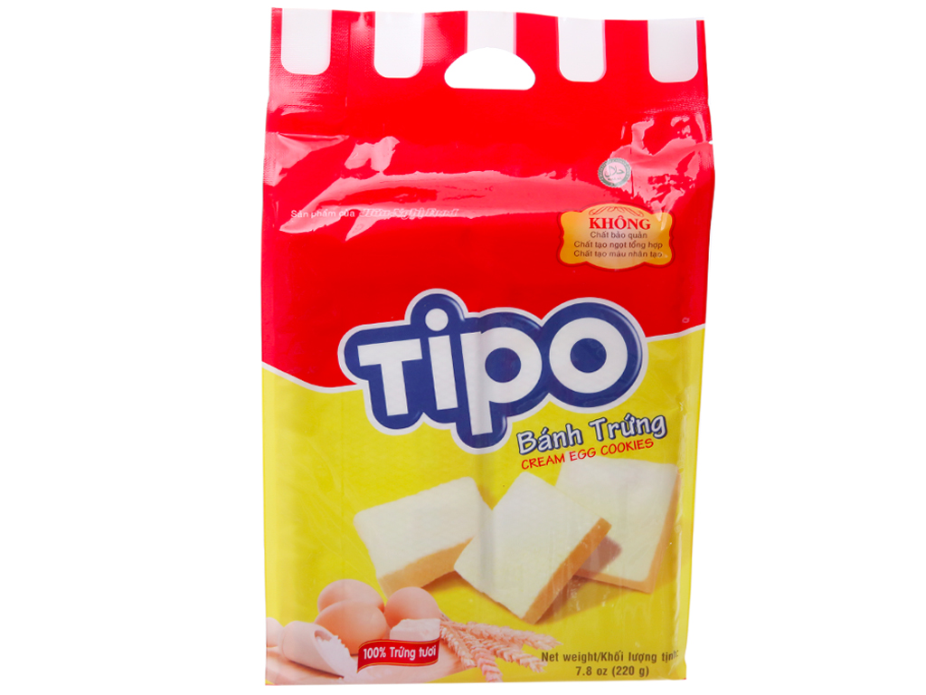 Bánh Trứng Nướng Tipo 220g 1 túi (gồm 18 gói x 22g )