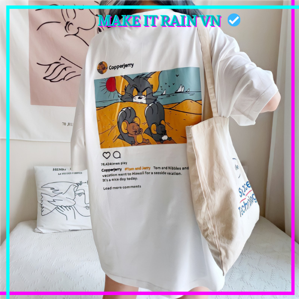 Áo Thun Tay Lỡ COPPERJERRY Unisex Make It Rain VN, Áo Phông Nam Nữ Form Rộng, có hình ảnh video thật A36