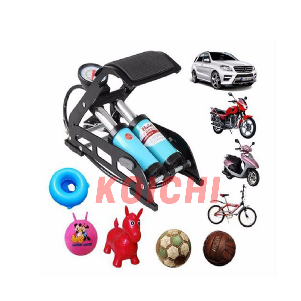Bơm xe máy xe đạp ô tô đạp chân loại 2 pittong Hàng đẹp chất lượng cao tiện dụng