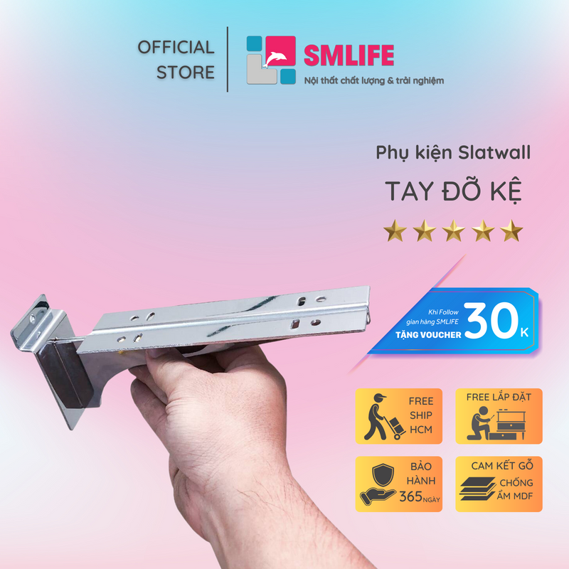 Tay đỡ kệ cài tấm smlife slatwall