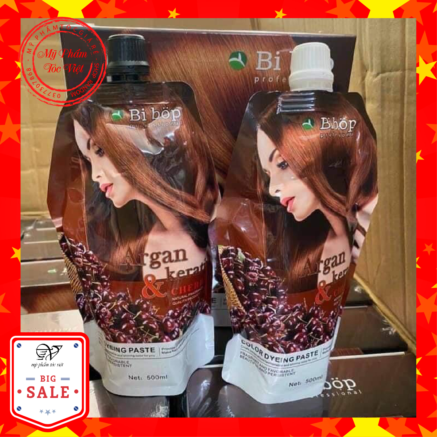 Thuốc nhuộm phủ bạc nâu(đen) BIBOP cặp 500ml x2 xuất xứ Nhật Bản phủ bạc 100% không dính da đầu, không phai hung đỏ