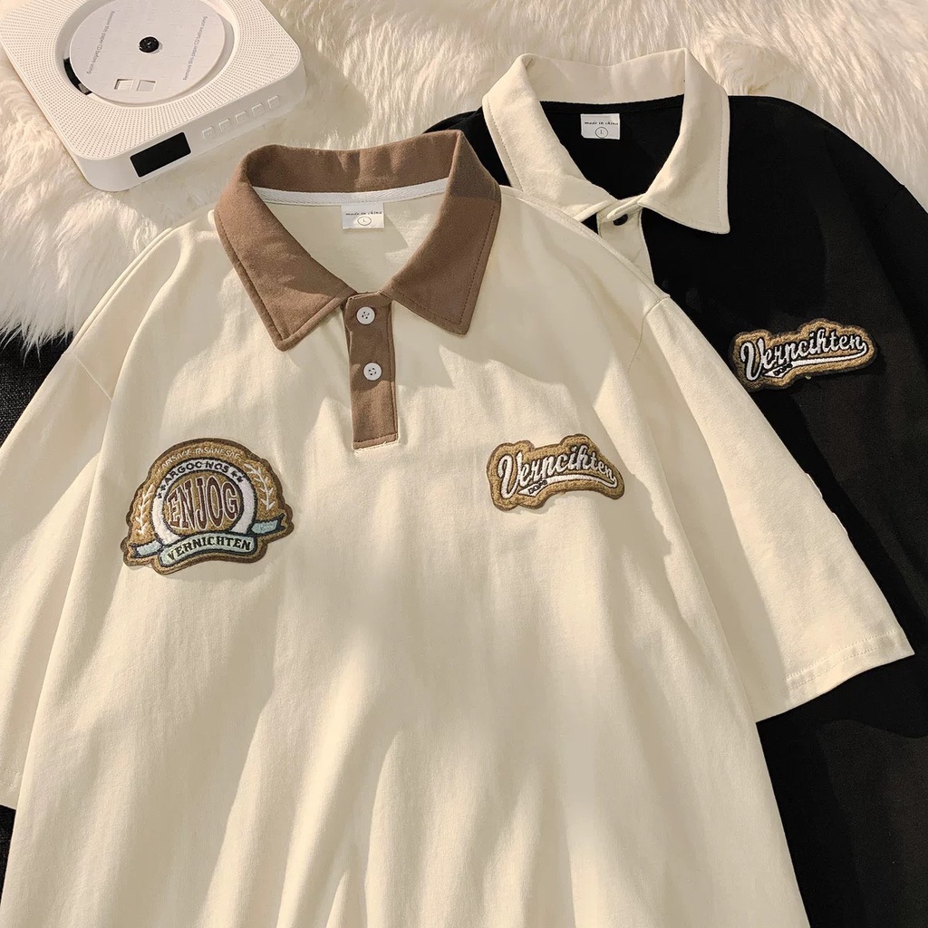 Áo POLO nam nữ tay lỡ chất cotton