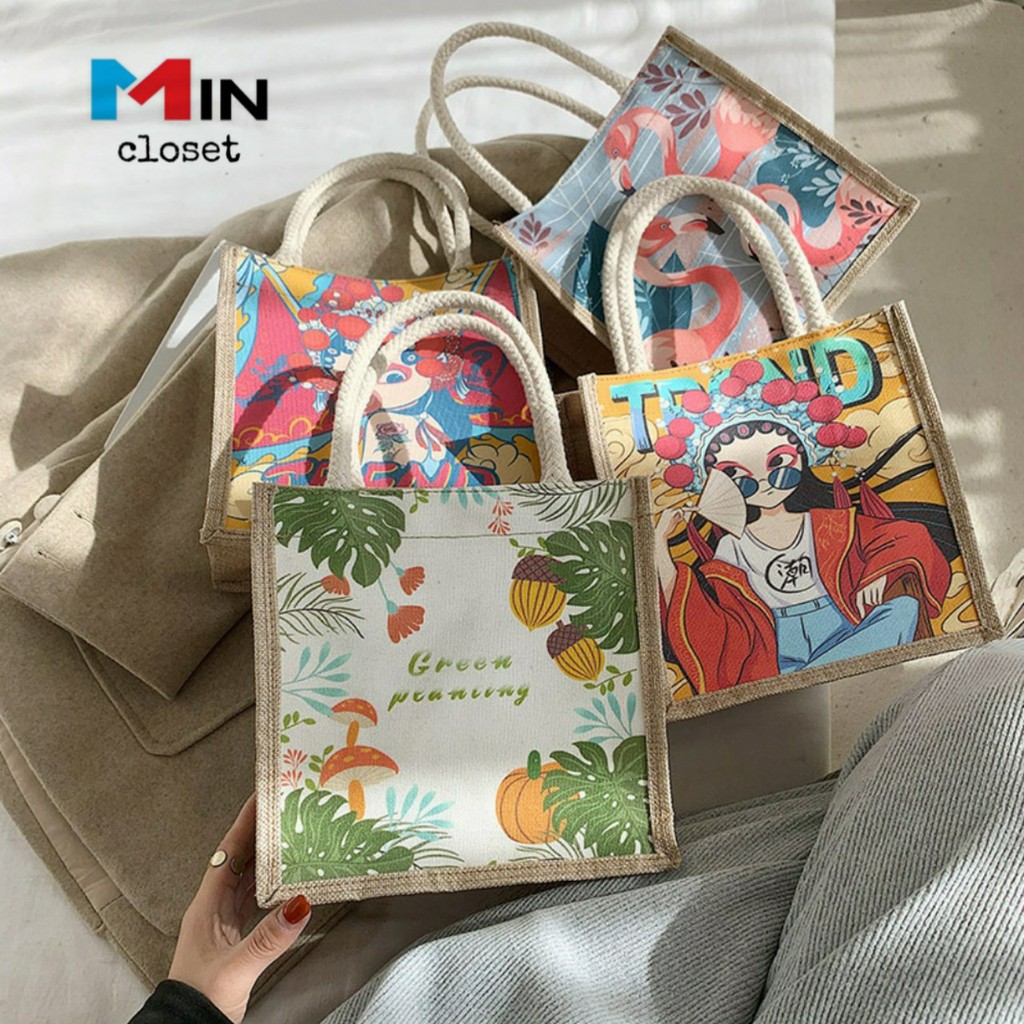 Túi cói túi xách nữ mini phong cách vintage tv12 - mincloset