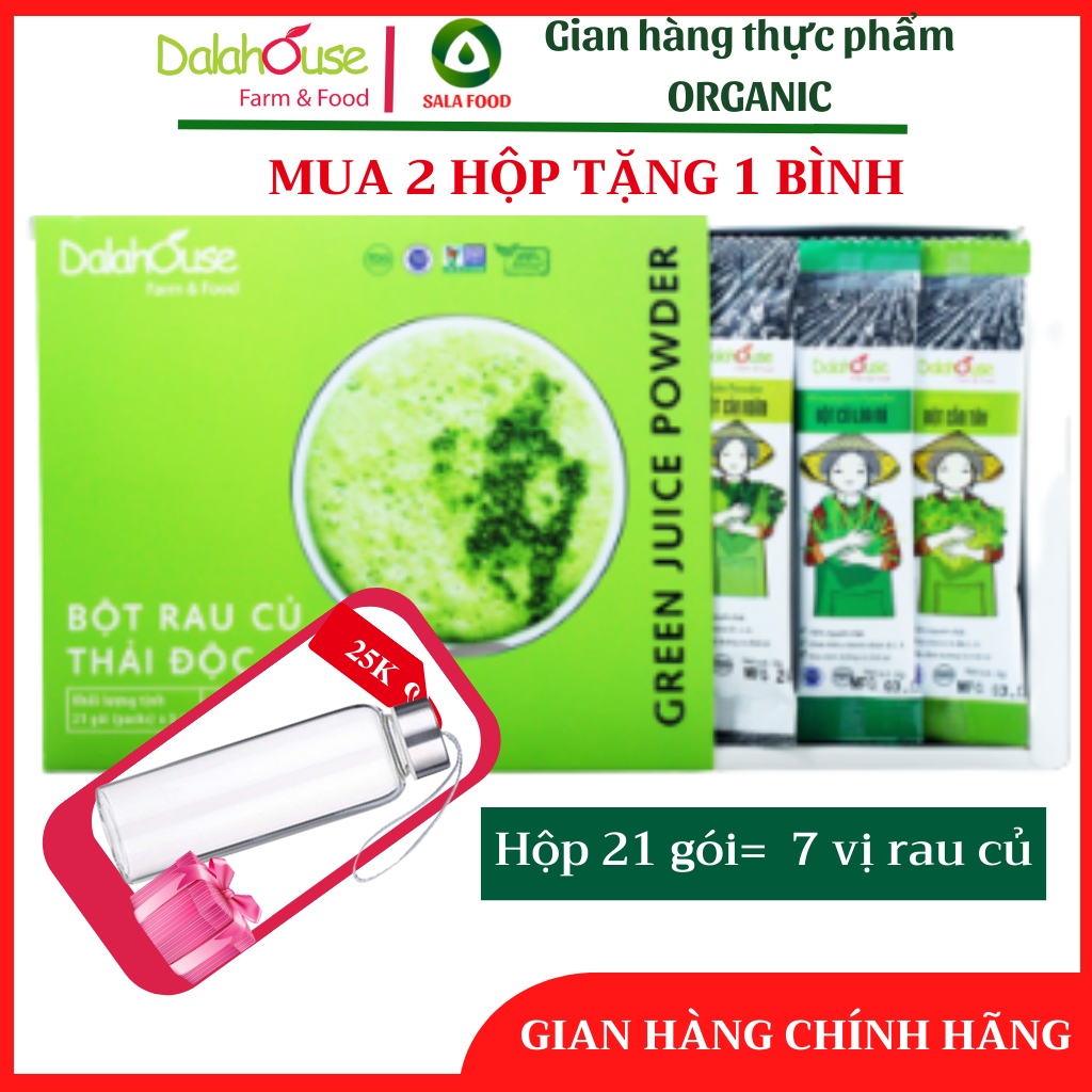 Bột cần tây, rau má, diếp cá, cỏ lúa mì, cải xoăn, củ dền, cải bó xôi - bột rau hữu cơ detox cơ thể - combo 7 vi bột rau củ organic thải độc dalahouse giúp bổ sung rau củ an toàn và tiện lợ