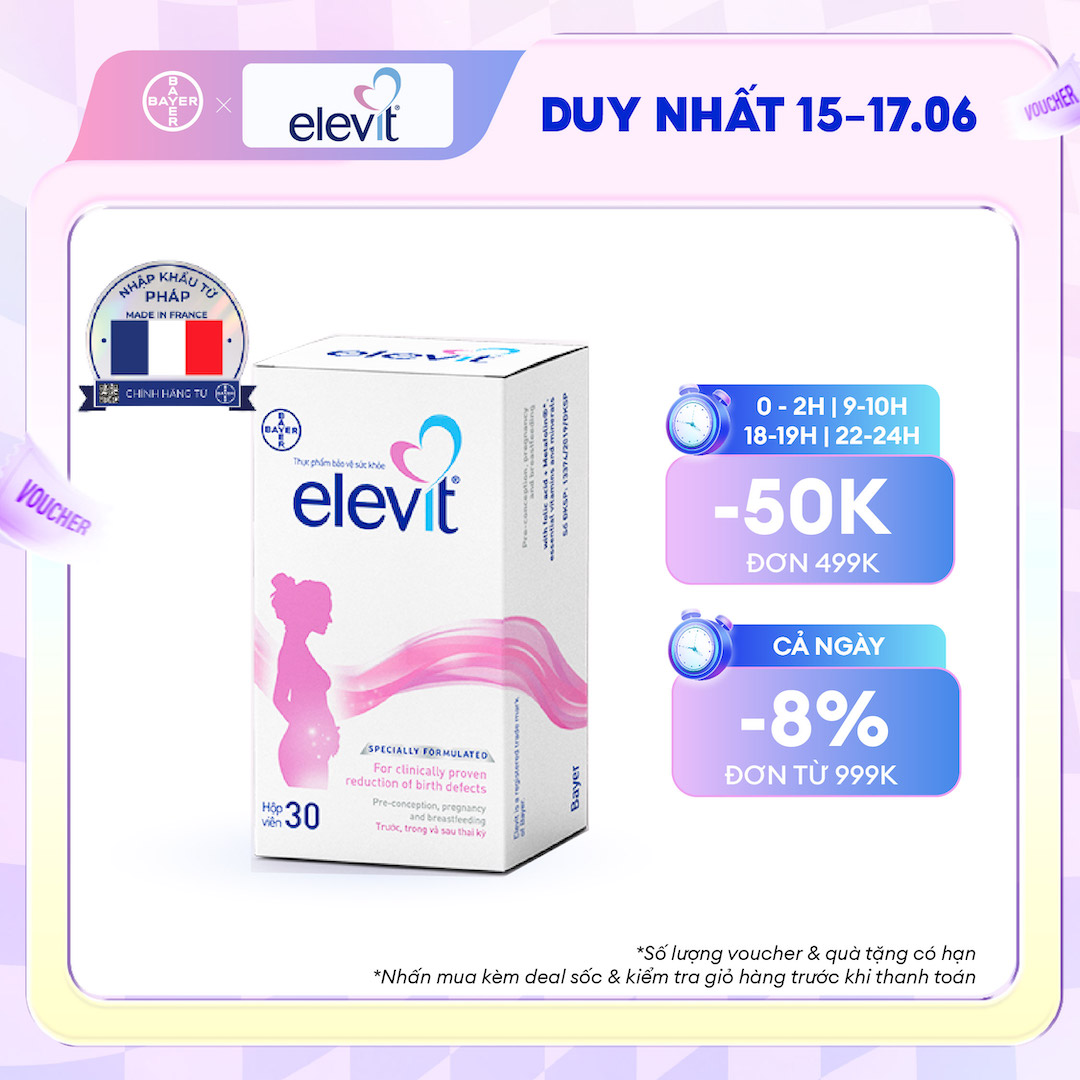 Vitamin Bầu Tổng Hợp Elevit Cho Phụ Nữ Trước Trong và Sau Thai Kỳ 30 Viên