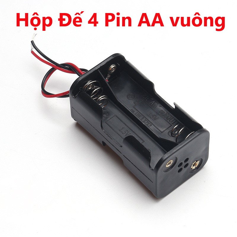 Hộp đế 4 pin aa vuông, pin con thỏ, pin 1,5v