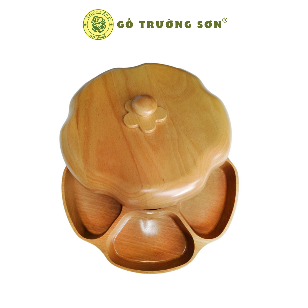 [HCM]Đồ Dùng Trang Trí Phòng Khách - Khay Để Bánh Mứt Hình Bông Hoa Mai Năm Cánh Bằng Gỗ - Đồ Dùng Gia Dụng Bằng Gỗ