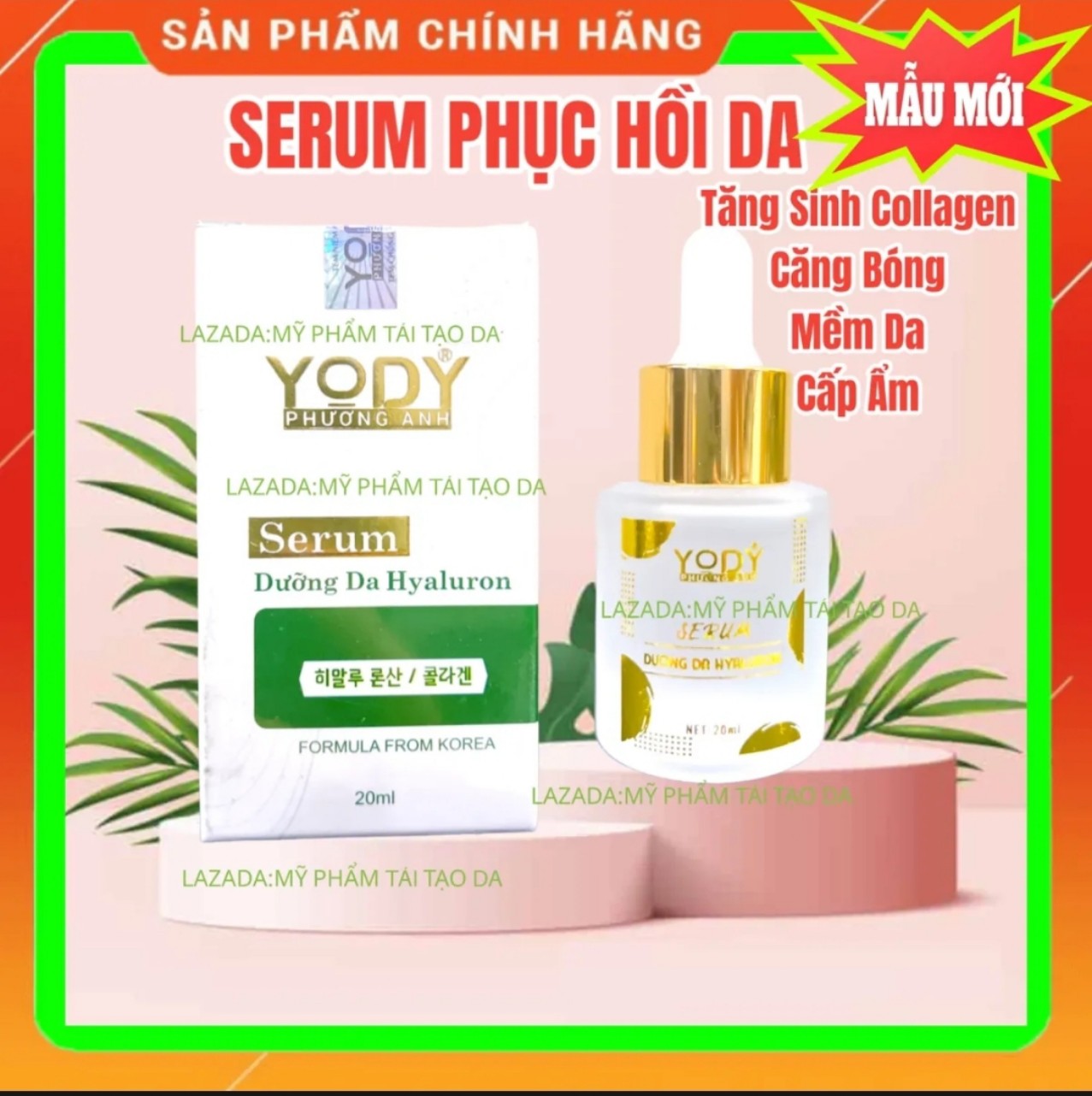 Serum dưỡng trắng da phục hồi hyaluron fresh collagen yody white phương anh
