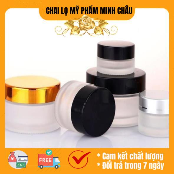Hủ chiết mỹ phẩm thủy tinh mờ 5g/10g Nắp vàng/ Đen - lọ đựng kem