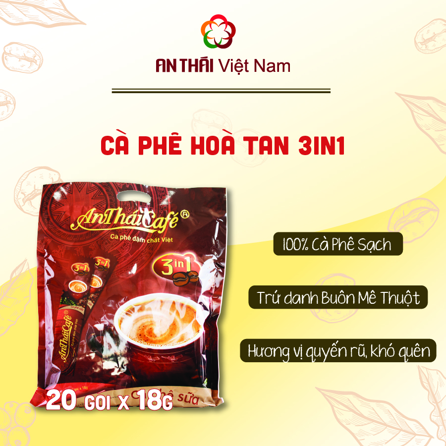 Cà phê sữa 3 trong 1 An Thái (túi 20 gói x 18gr) - AnTháiCafé