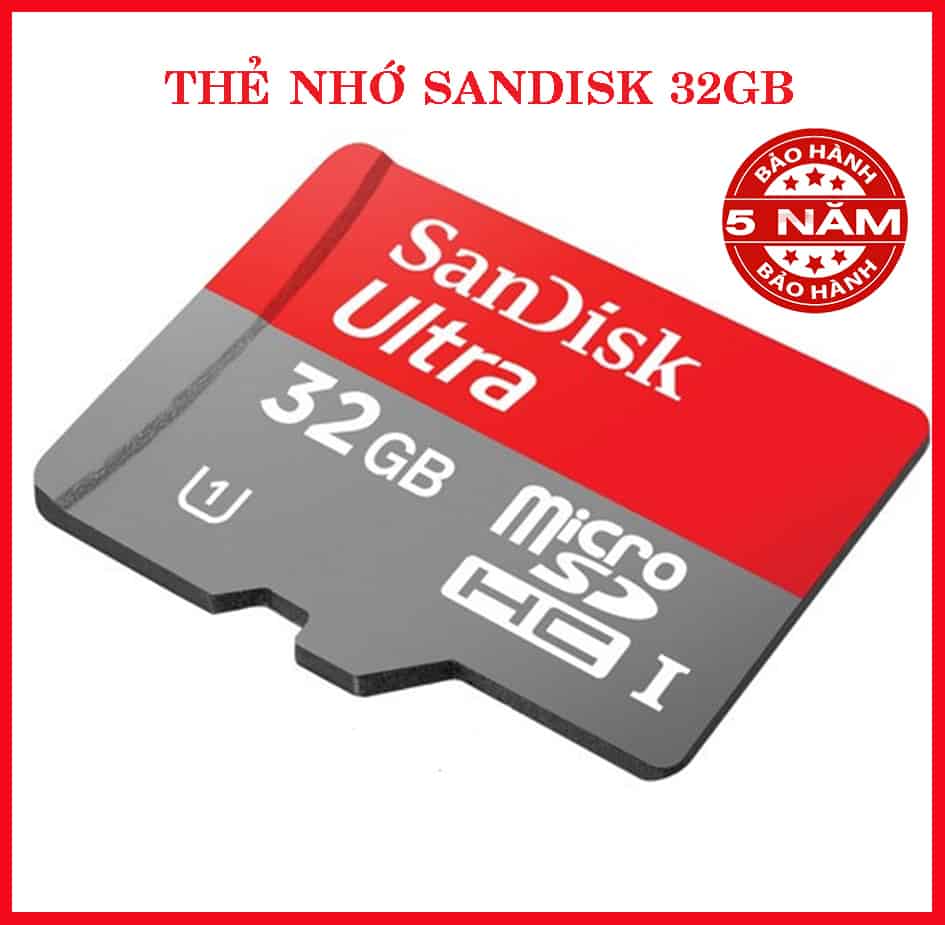Thẻ nhớ MicroSDHC SanDisk Ultra A1 32GB 98MB- BẢO HÀNH 3 NĂM. CHUYÊN DÙNG CHO CAMERA HÀNH TRÌNH,