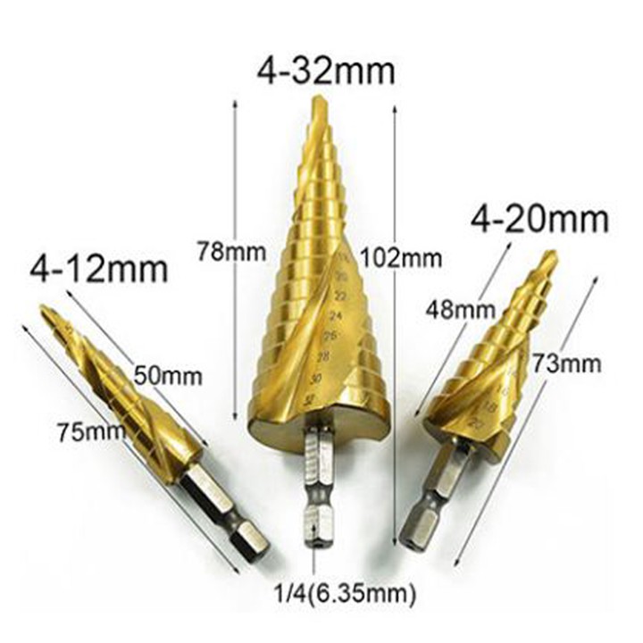 BỘ MŨI KHOAN THÁP ĐA NĂNG BƯỚC 4 - 32MM