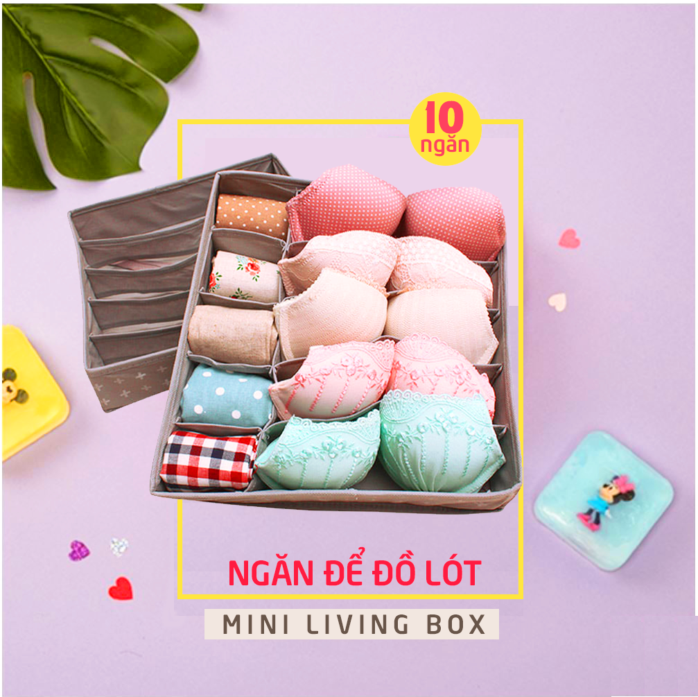 Hộp Đựng Đồ Lót Tất Vớ 10 Ngăn Morning House- Hộp cứng cáp, gấp gọn tiện lợi, vải chống thấm nước