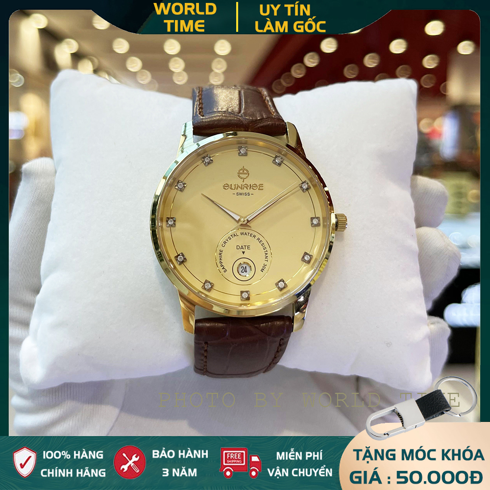 HOÀN TIỀN 15% - Đồng hồ nam Sunrise 1138SA dây da full box Thẻ BH 03 năm Kính Sapphire Chống xước Chống nước