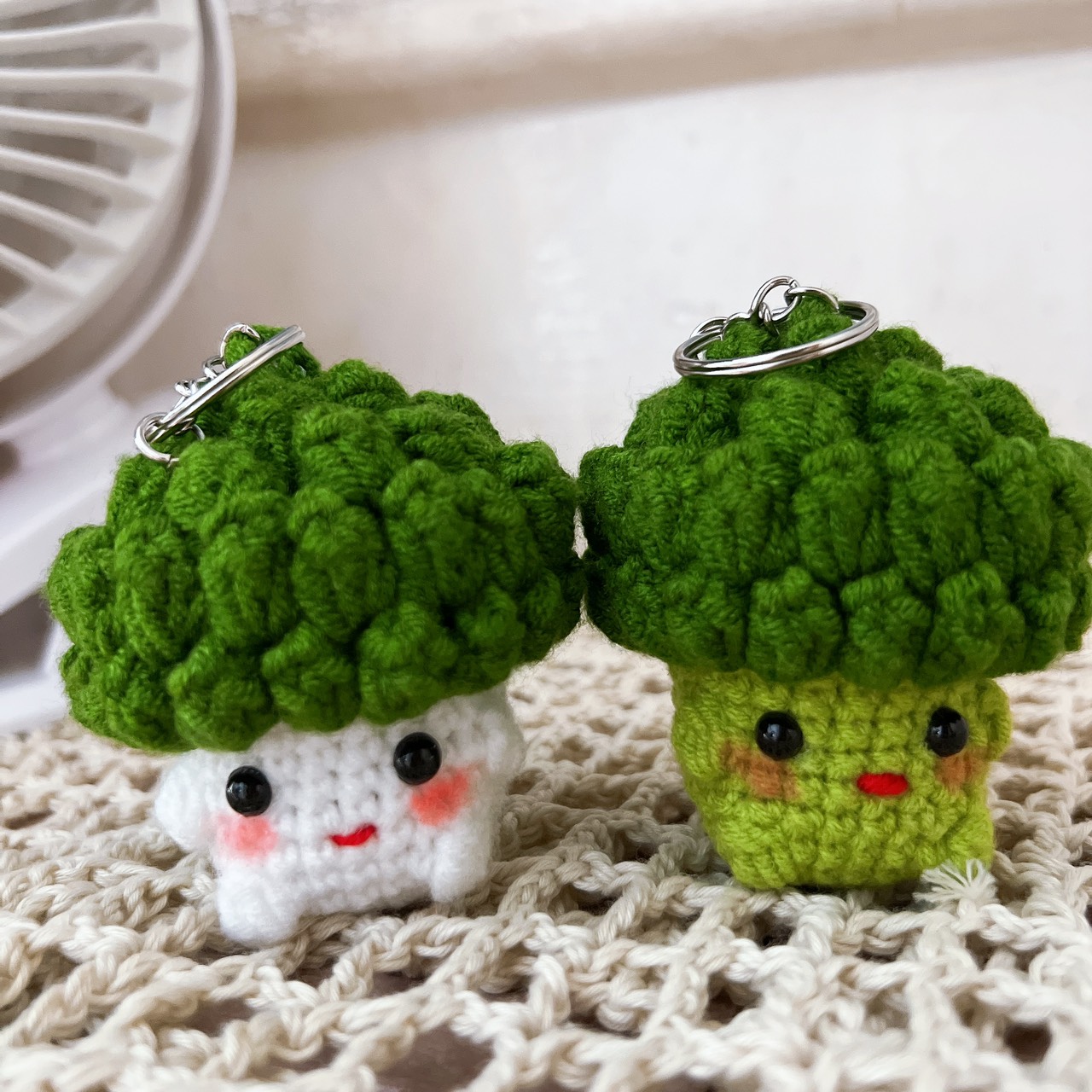 Móc khóa bông cải xanh sáng tạo, súp lơ, handmade bằng len cotton Tadaso