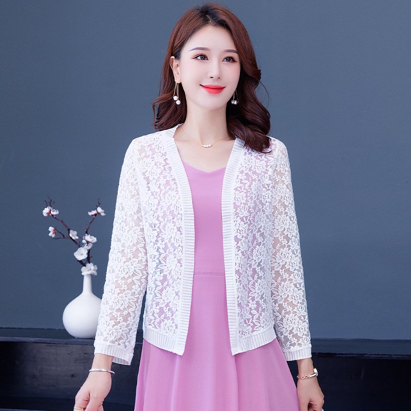 Áo khoác ren hoa Áo khoác ren trung niên nữ sang trọng