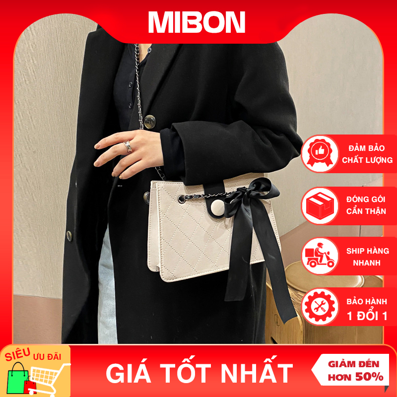Túi xách nữ đeo chéo, túi đeo vai buộc nơ dây xích sang trọng thời trang