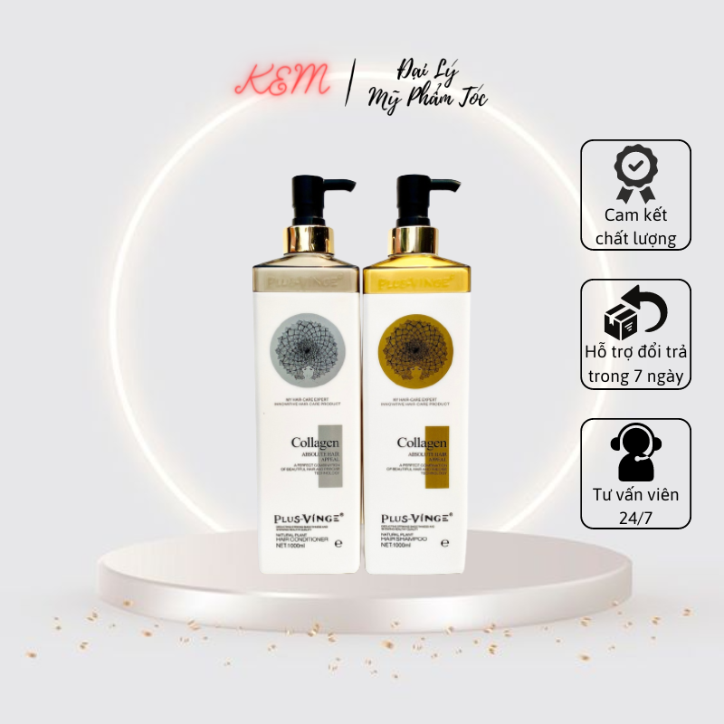 Dầu gội đầu collagen vinge trắng phục hồi tóc hư tổn 1000mlx2 - dầu gội cặp kích thích mọc tóc
