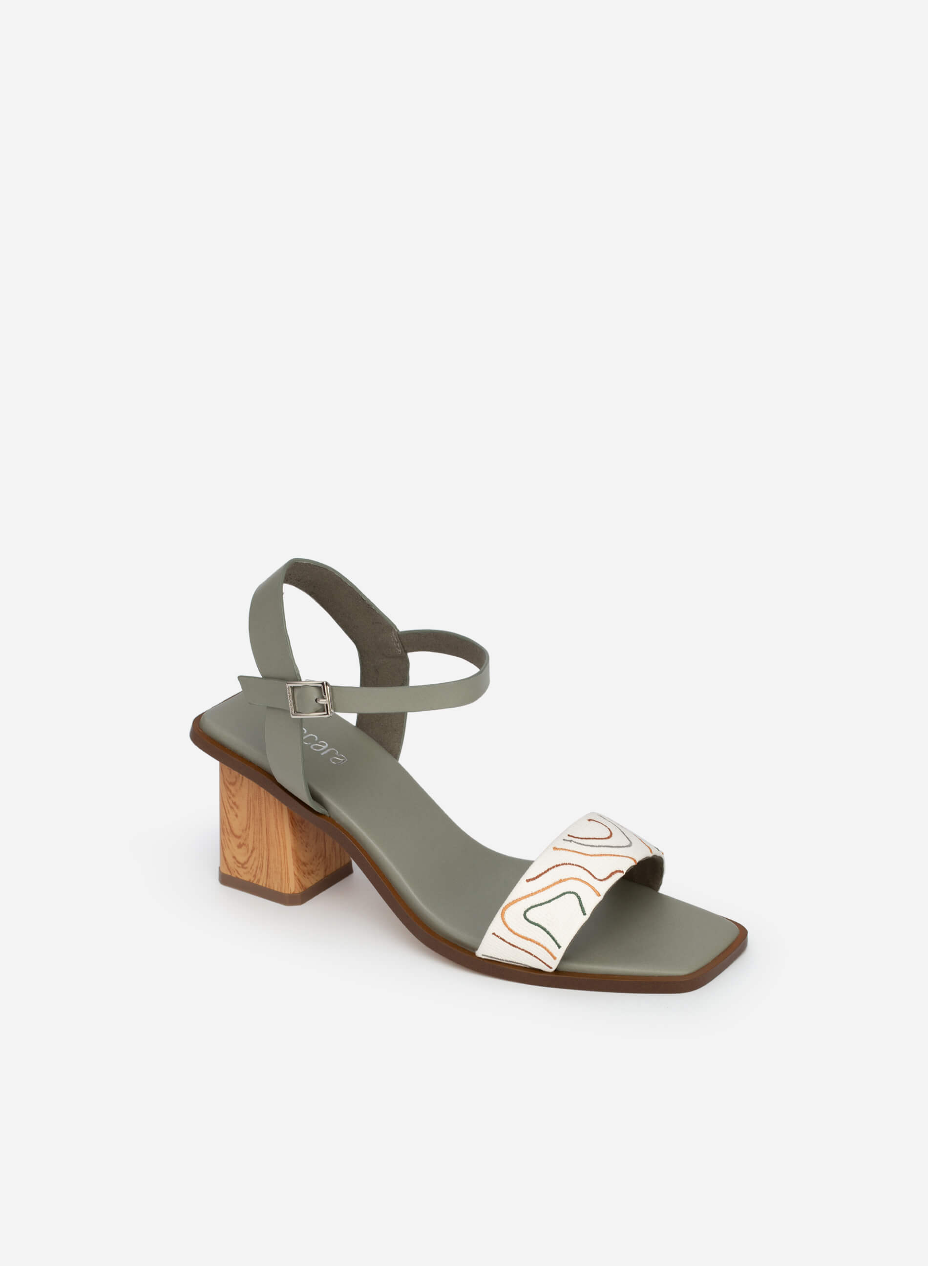 Giày sandal nữ quai ngang họa tiết ruộng bậc thang gót vân gỗ vascara - sdn 0695 - màu xanh bạc hà/màu be/màu đen