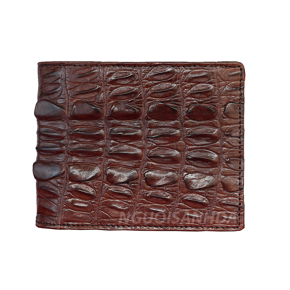 Ví da cá sấu 2 mặt gai đuôi, Bóp 2 mặt cá sấu thật NGƯỜI SÀNH DA - kèm hộp đựng sang trọng  [TẶNG KÈM MÓC KHÓA CHÂN CÁ SẤU]