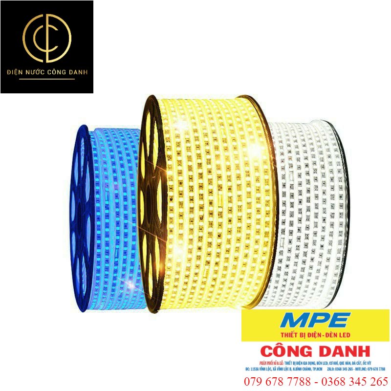 Led cuộn 2835 100m 2 đường bóng ngang+ nguồn ko chớp+ nguồn chớp