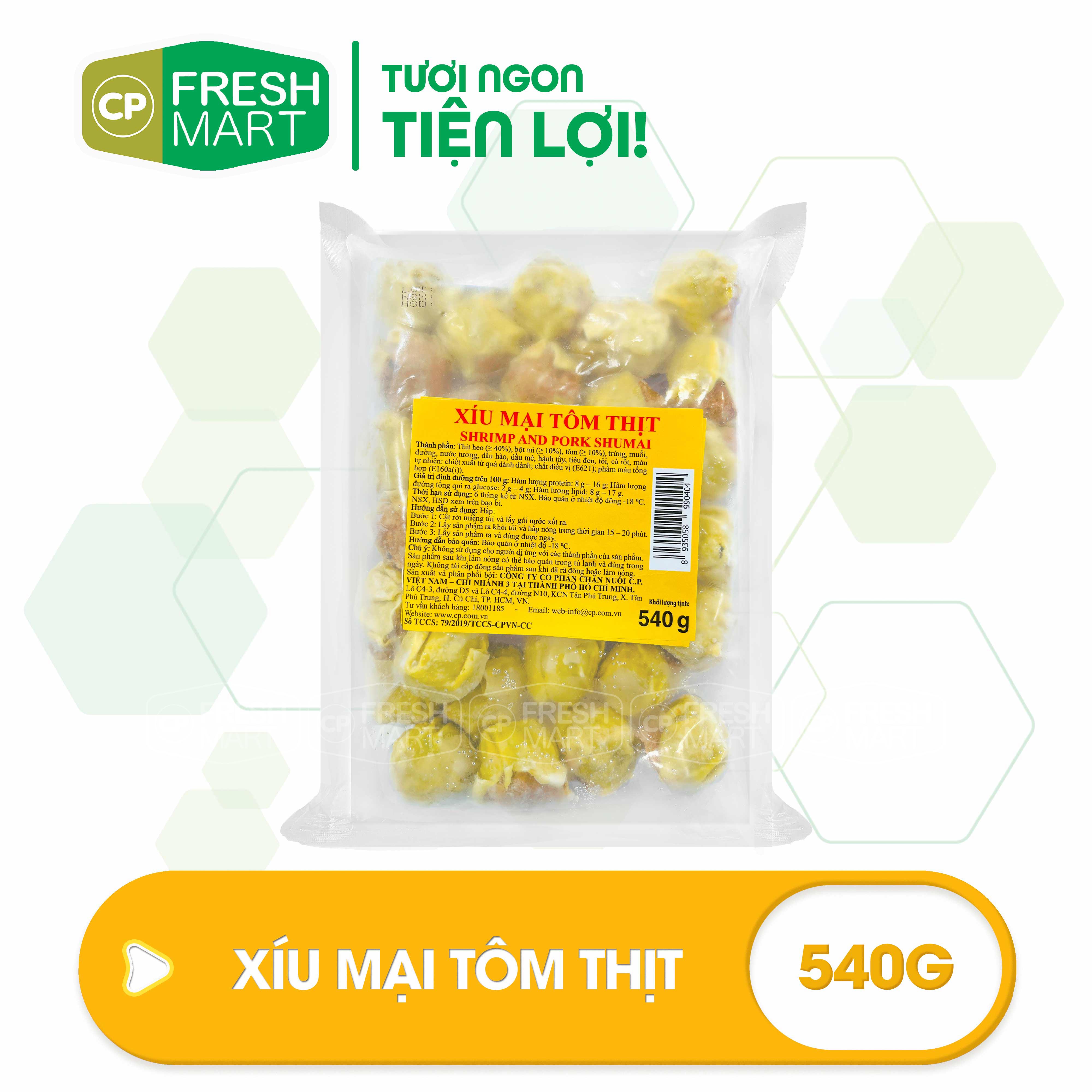 [Giao HCM] Xíu Mại Tôm Thịt CP 540g - Chế Biến Sẵn CP Foods - Thơm ngon tiện lợi - CP Fresh Mart