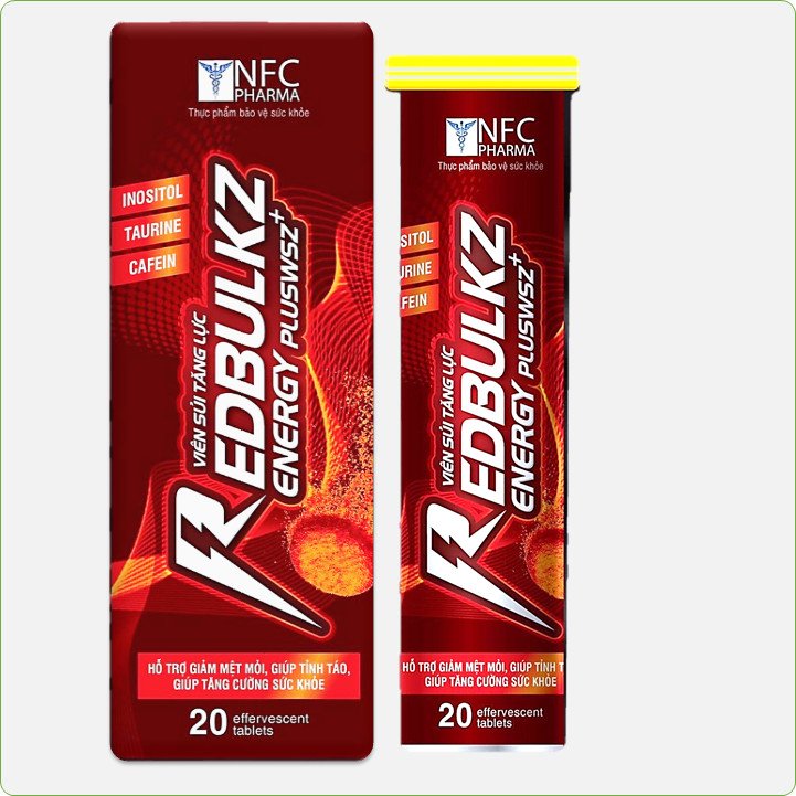 Viên Sủi Tăng Lực RedBulkz- Giúp Bổ Sung Vitamin Nhóm B, Taurine,Lysine Tăng Sức Đề Kháng,Giảm Mệt Mỏi Căng Thẳng-Tuýp 20 viên 4g
