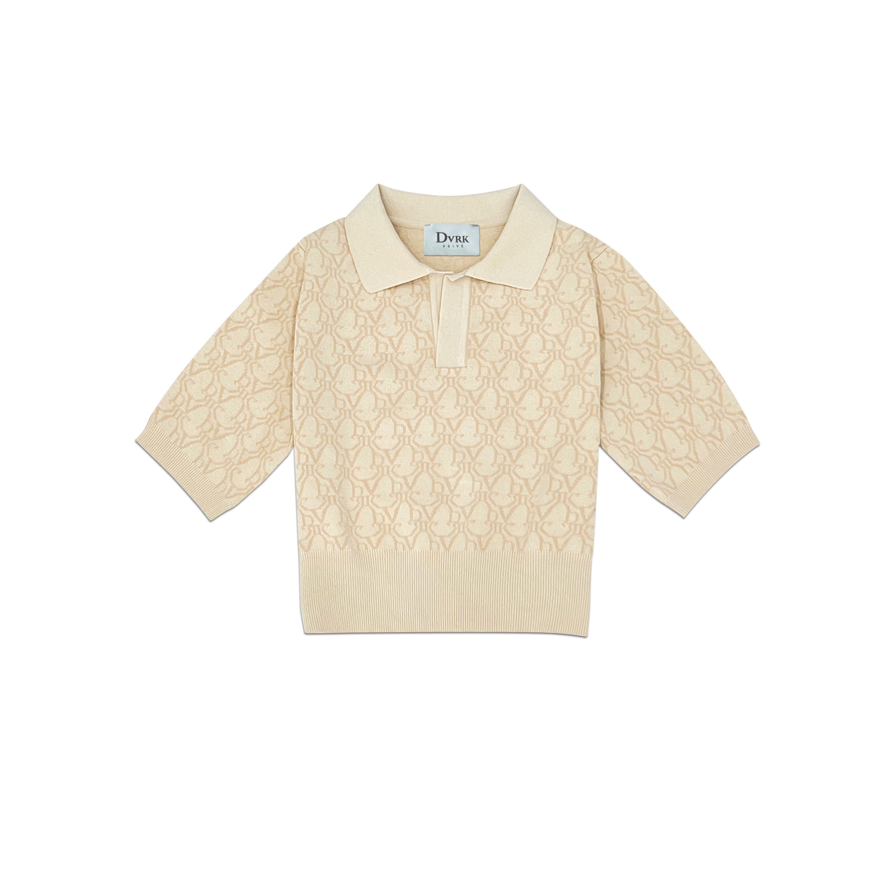 Dvrk - set áo polo và quần short nữ họa tiết monogram frappé - dvrk - 22ss