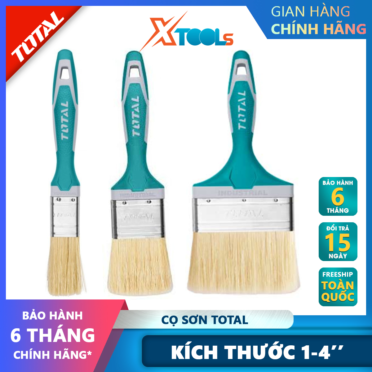 Cọ sơn total | chổi quét sơn chiều dài cọ 5170mm bề rộng cọ 1" 4" độ dày cọ 1622mm