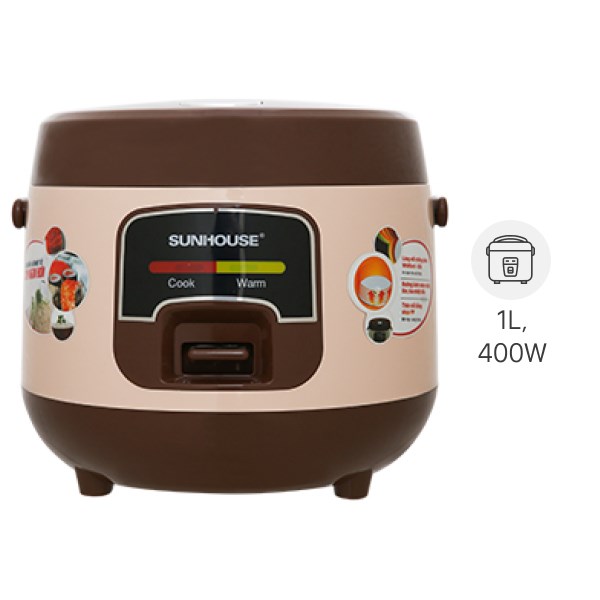 Nồi cơm nắp gài sunhouse 1 lít shd8208c-chính hãng trưng bày 99%,lòng nồi 2 lớp dày 1.35 mm phủ chống dính whitford công nghệ nấu 1d