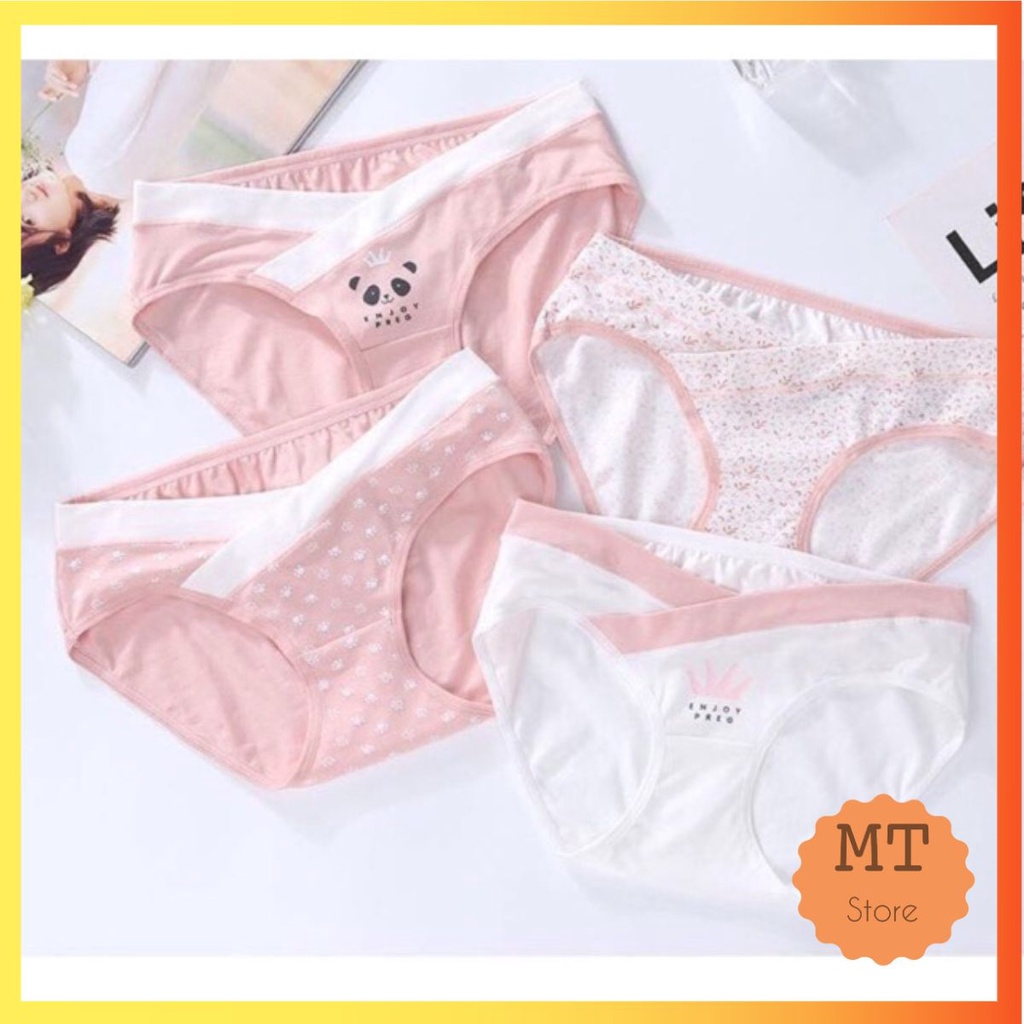 Sét 4 quần lót bầu cotton cạp chéo túi zip
