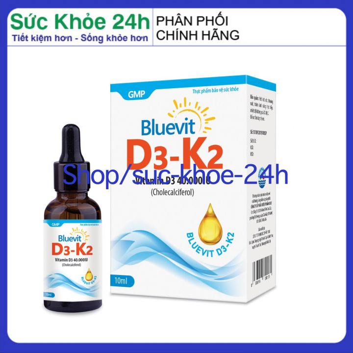 Hsd 2023 - bluevit d3k2 bổ sung vitamin d3 cho trẻ còi xương 10ml- chuẩn gmp bộ y tế- đạt chuẩn gpp