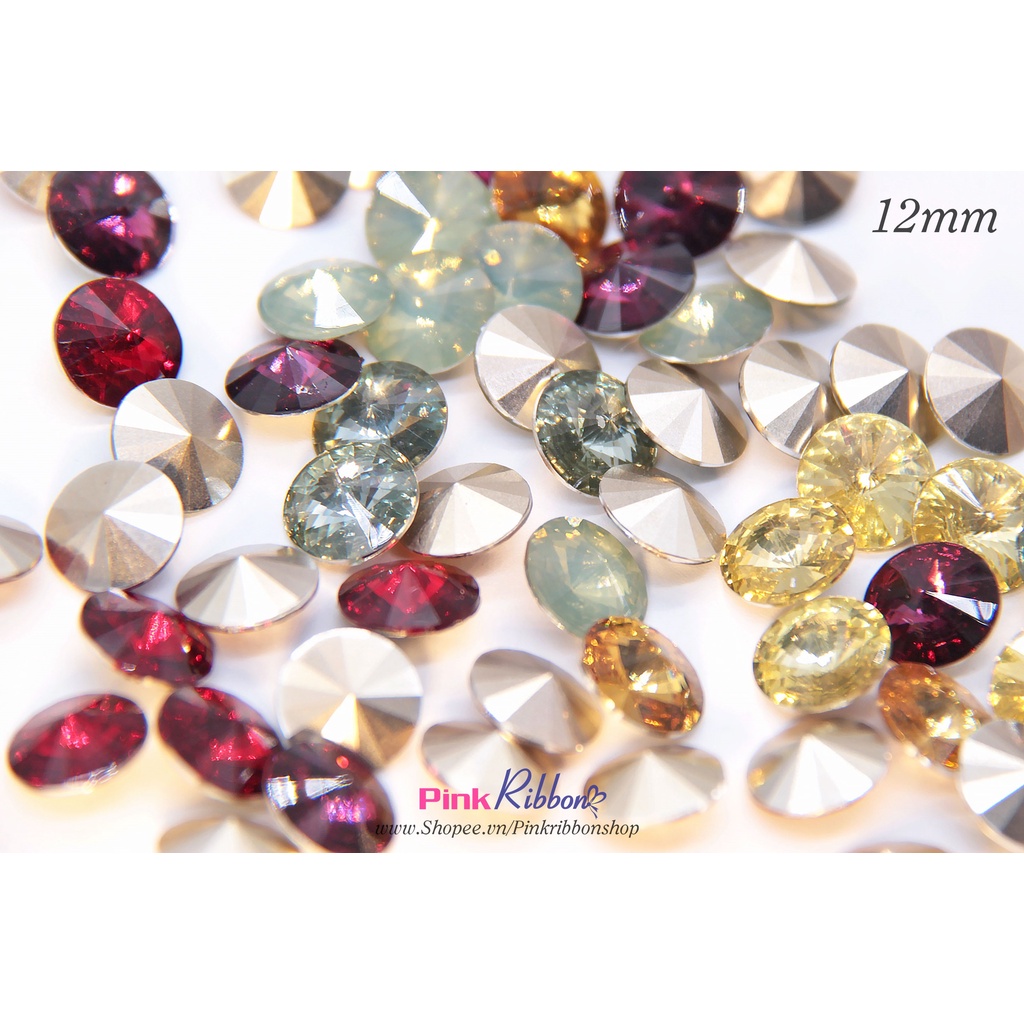 Set 10 hạt - hạt nhựa tròn đế giả đá 12mm