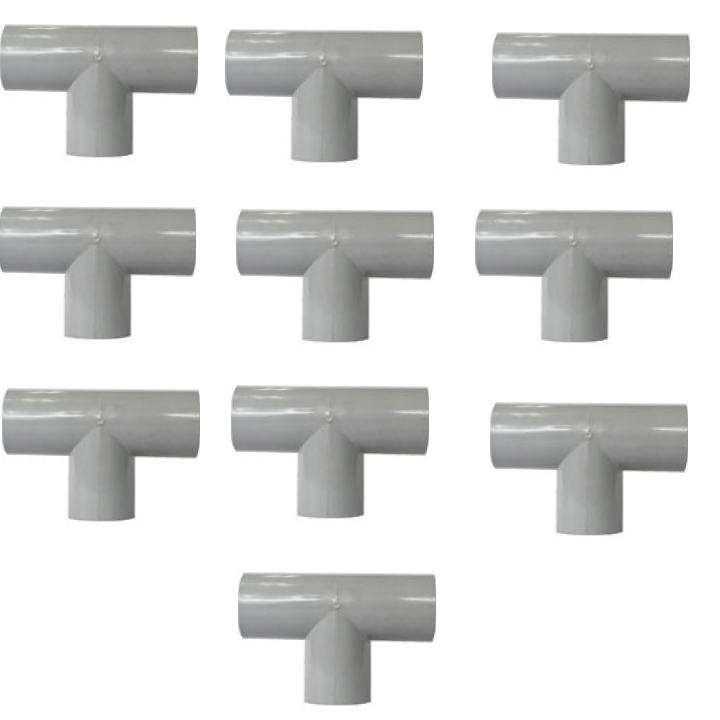 [HCM]Bộ 10 nối chữ T 27 trơn không ren nhựa PVC (xám) chuyên dùng chia hệ thống nước sinh hoạt nước tưới cây trồng phy 27