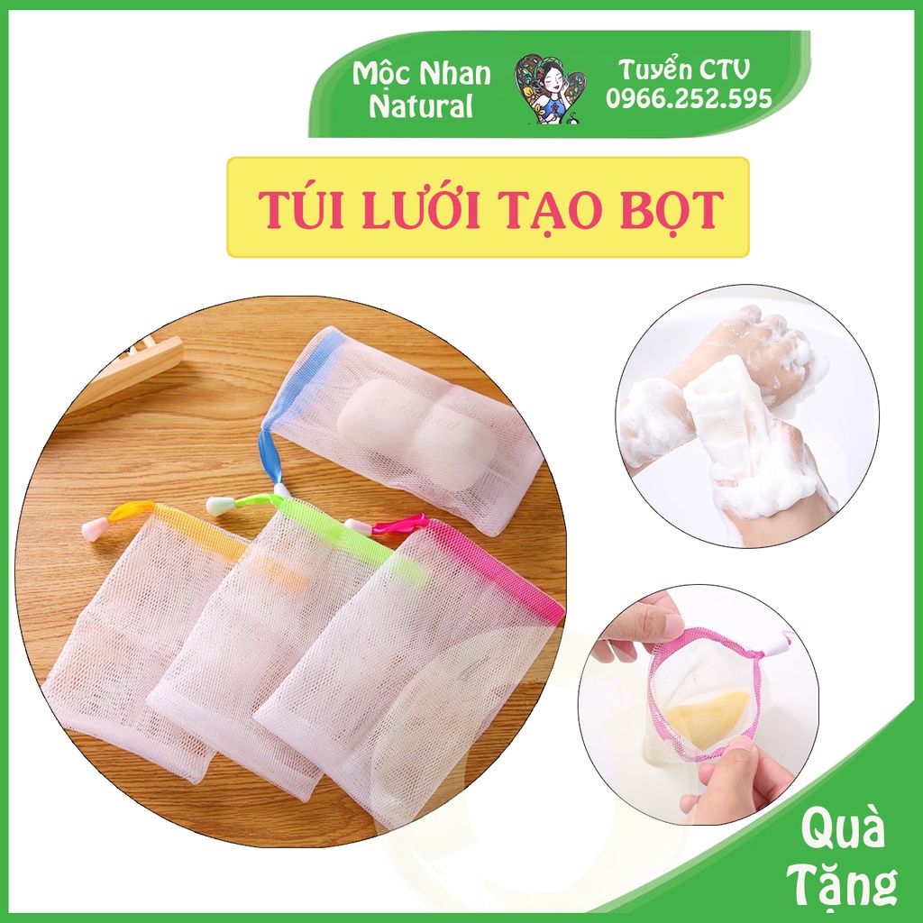 Túi Lưới Đựng Xà Phòng, Túi Lưới Tạo Bọt Tiện Lợi, Có Dây Rút Nhiều Màu 15x9 ( loại 2 lớp dày dặn)