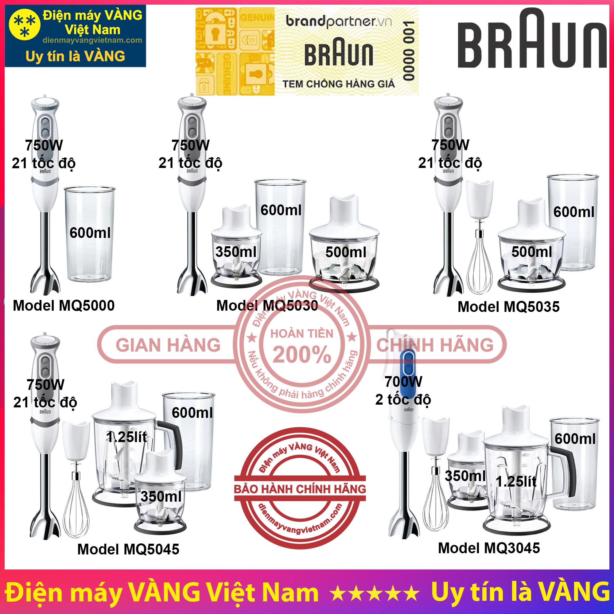 Máy xay cầm tay braun mq5000 mq5030 mq5035 mq5045 mq3045 - hàng chính hãng