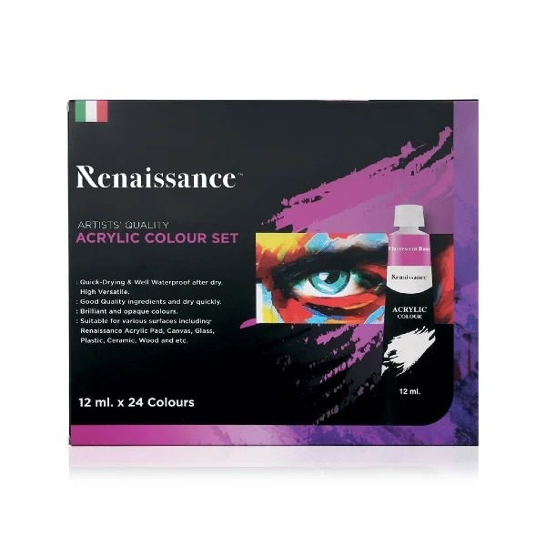Bộ 24 Màu Vẽ Acrylic Renaissance 12 ml