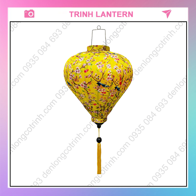 Lồng đèn Hội An siêu đẹp vải phi 3D in họa tiết hoa văn độc đáo siêu bền trang trí treo ngoài trời chống nước T10