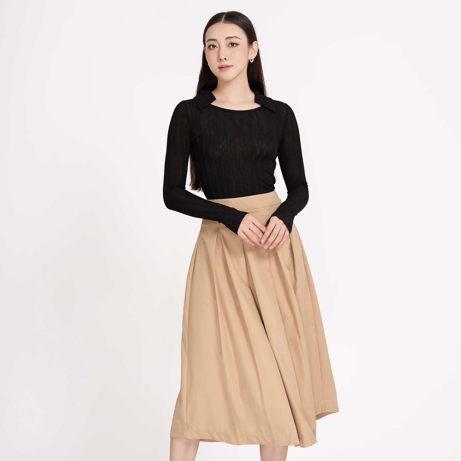 Chân váy midi xếp ly Maybi