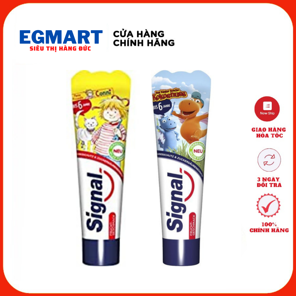 Kem đánh răng cho trẻ em, Kem đánh răng Signal cho trẻ 50ml, bảo vệ cho hàng răng chắc khỏe, chống sâu răng, kem đánh răng rất oan toàn, hàng nội địa đức