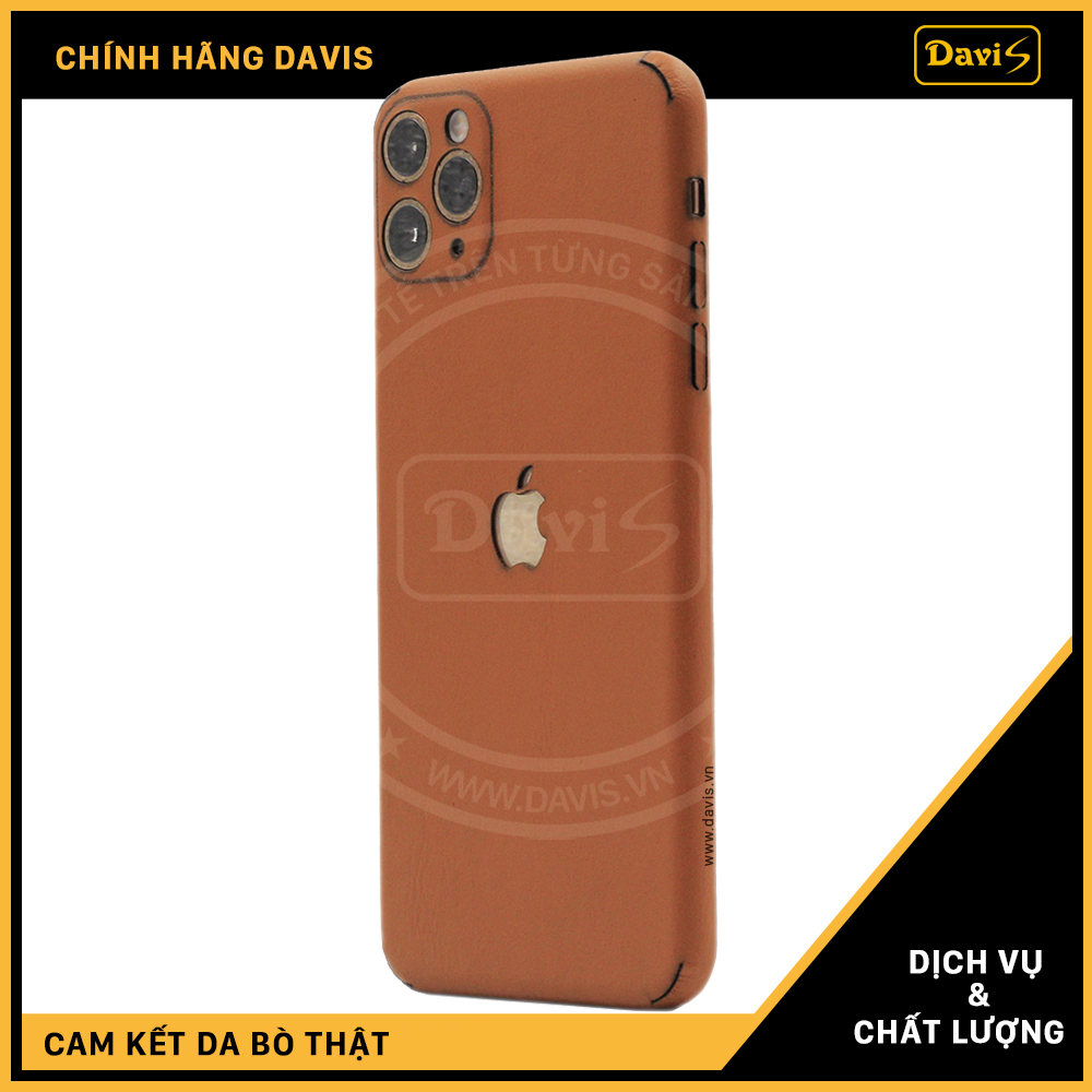 Dán da full viền iphone 11 Pro/iPhone 11 Pro Max, làm từ da thật cao cấp - Chính hãng Davis