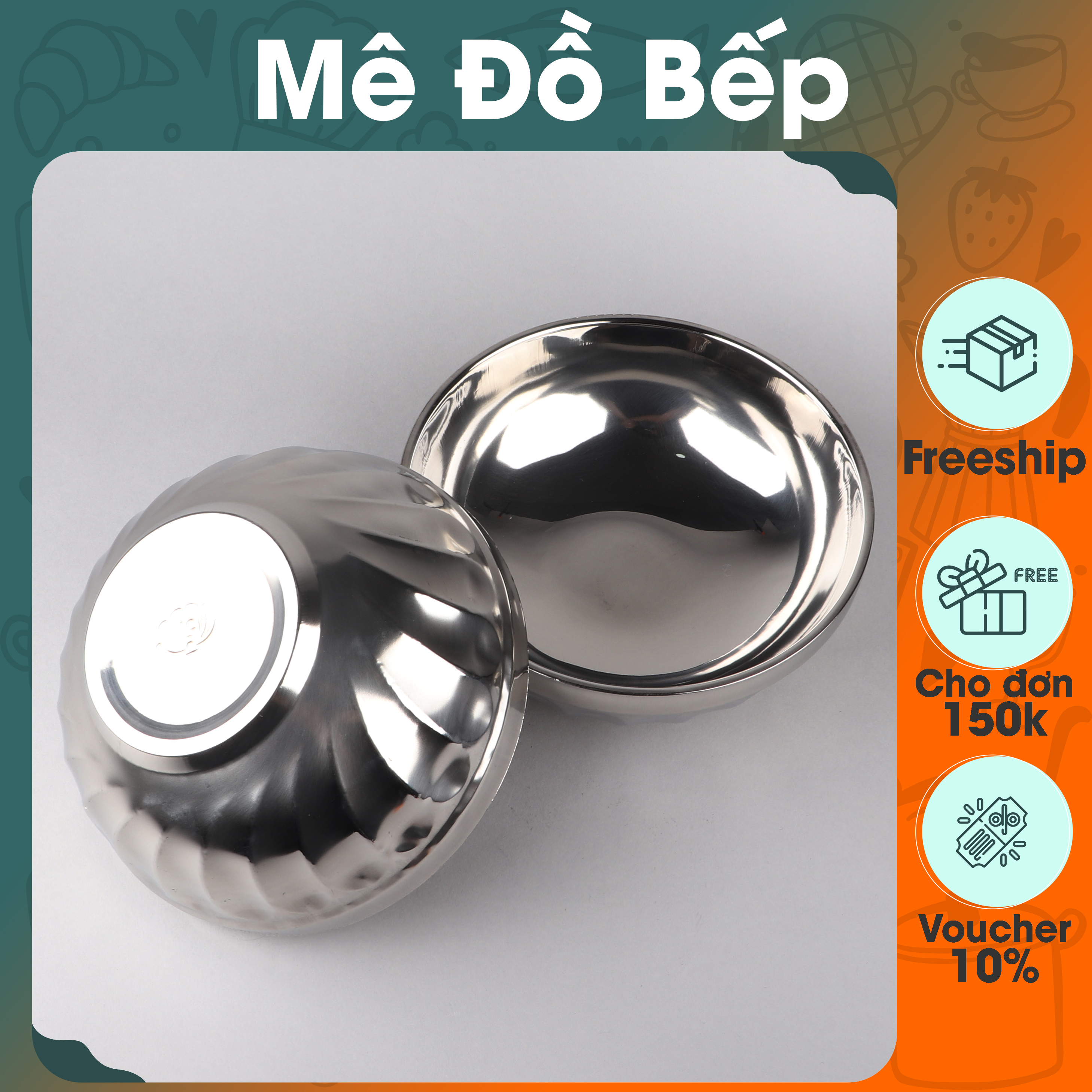 Tô inox 2 lớp Bam House cách nhiệt 16cm cao cấp T01 - Gia dụng bếp