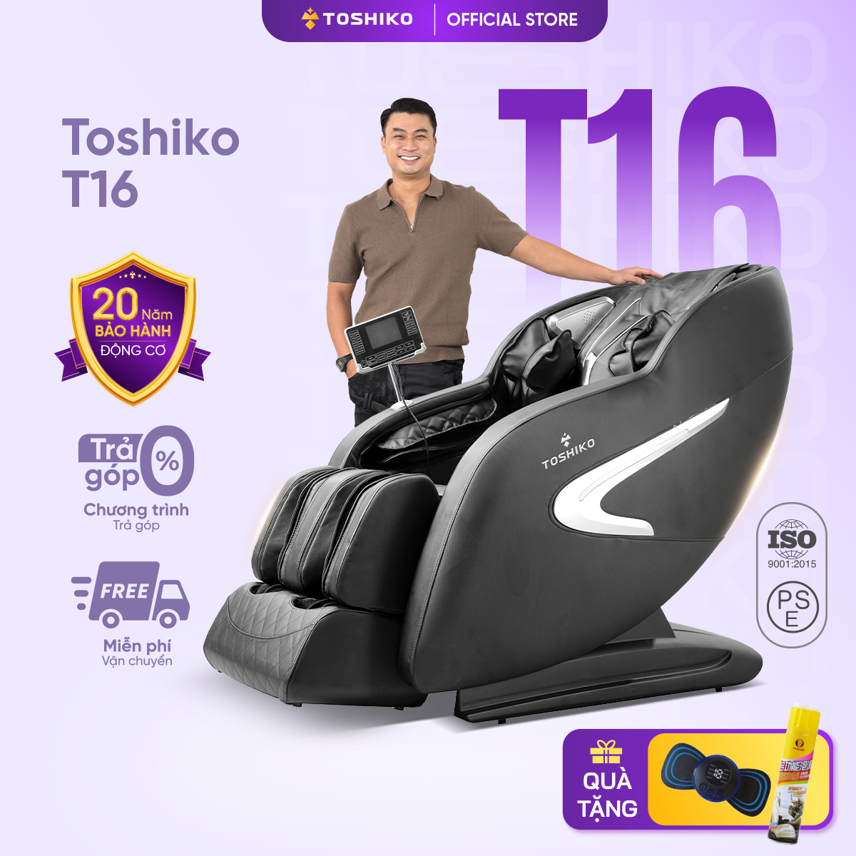 Ghế Massage Toàn Đa Năng Toshiko T16 - Sở hữu con lăn 4D massage di chuyển Ghế Matxa Toàn Thân Cao Cấp công nghệ AI với chức năng tự động mát xa đa năng sở hữu hệ thống mát xa nhiệt