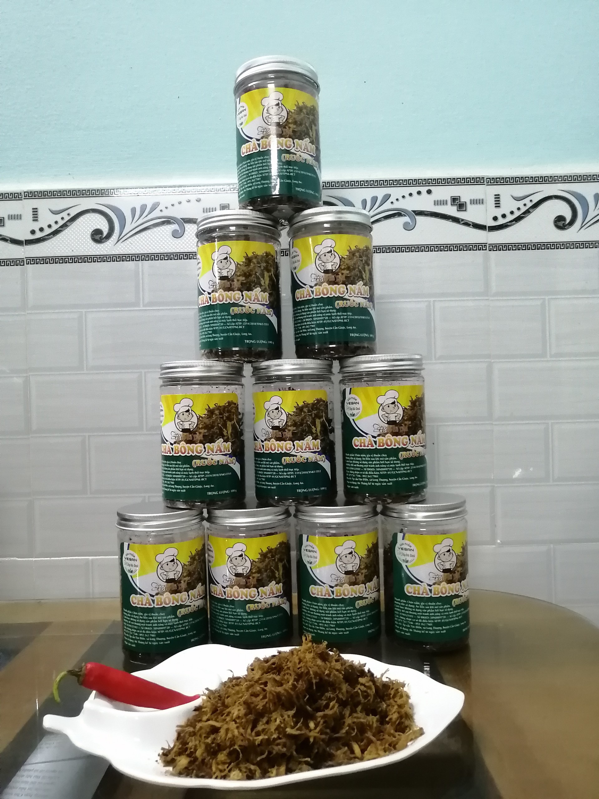 Chà bông nấm thuần chay hộp 100gr