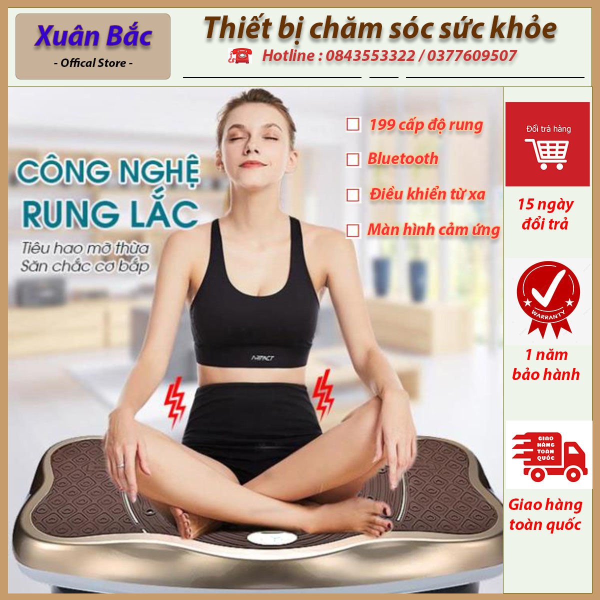 Máy Rung Tập Bụng - Máy Rung Toàn Thân 199 Cấp Độ - Điều Khiển Từ Xa , Bluetooth Nghe Nhạc - Máy Rung Đa Năng