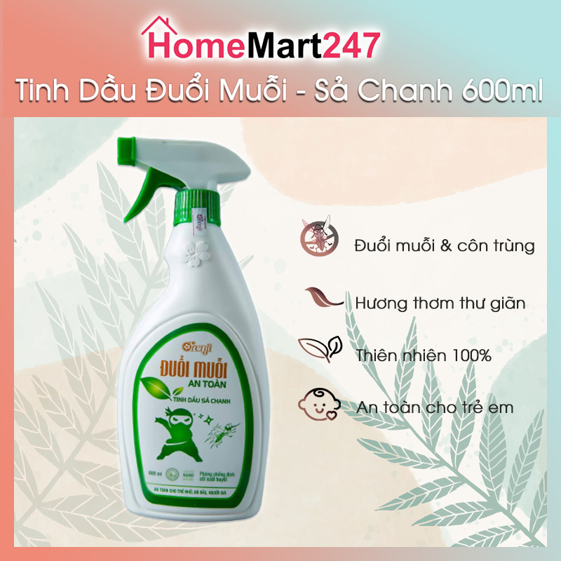 ĐUỔI MUỖI HỮU CƠ AN TOÀN TINH DẦU SẢ CHANH ORENJI 600ML