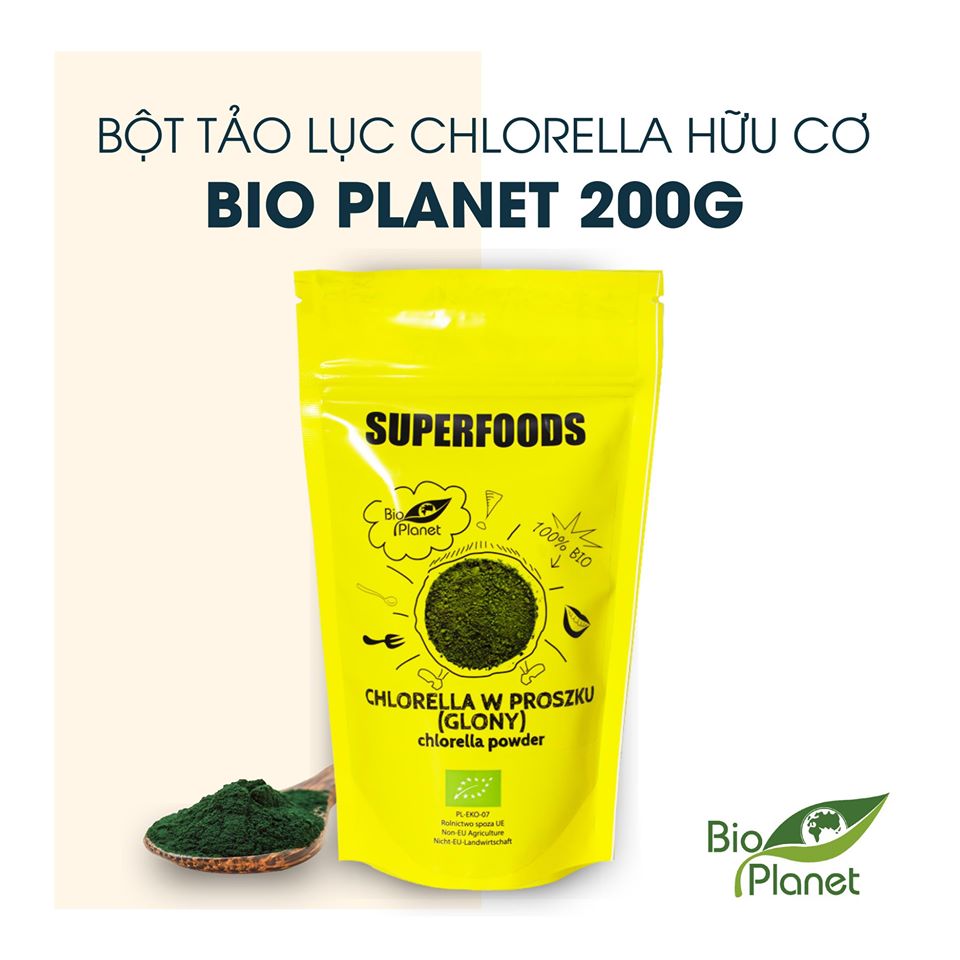 Hoàn Tiền 15%HCMBột tảo lục Chlorella hữu cơ Bio Planet 200g