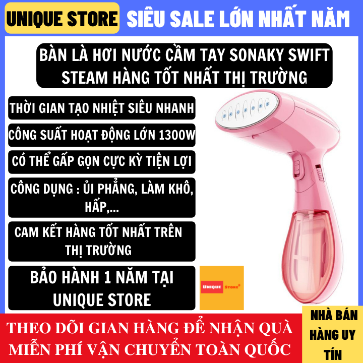 Bàn là hơi nước cầm tay SWIFT STEAM gấp gọn tiện lợi Bảo Hành 12 Tháng - Bàn là bàn ủi sấy khô, bàn là cầm tay hơi nước đứng, bàn là hơi nước loại tốt - UNIQUE Store